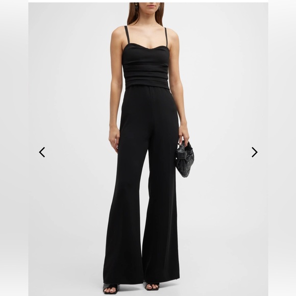 NWT $695 Jonathan Simkhai Rebecca Strapless Pleated Wide-Leg Jumpsuit, Black - Picture 3 of 13